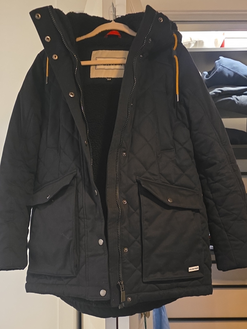 Women - Hunter Fall Black Quilted Parka Jacket with Sherpa Lining